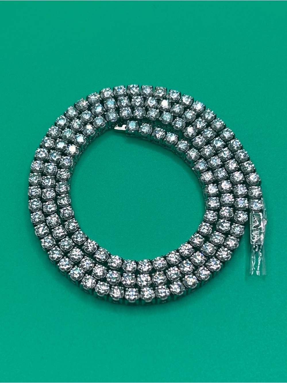 3mm Moissanite Silver Tennis Chain Mens 22 Inch GRA Certified Passes Tester